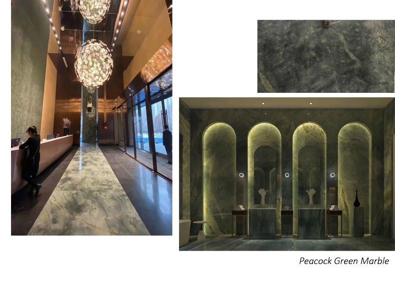 الصين ألواح الرخام الطاووس الأخضر