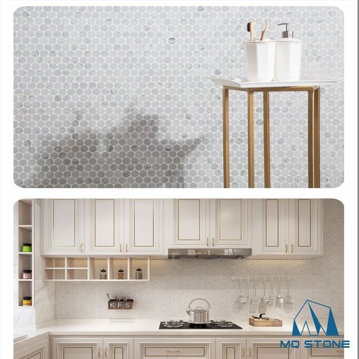 کاشی های گرد پنی مرمر کارارا