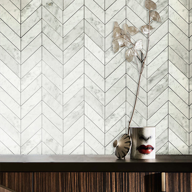 कैरारा हेरिंगबोन मोज़ेक