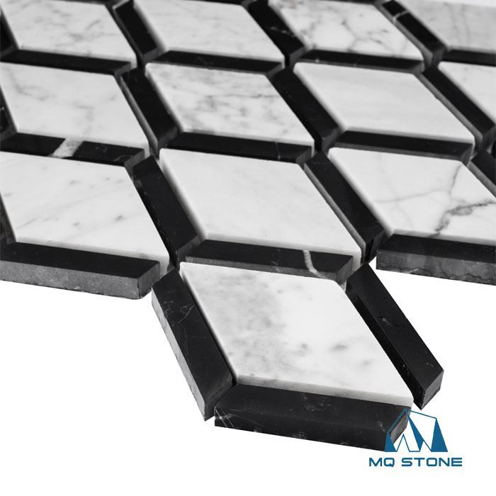 कैरारा सफेद संगमरमर मोज़ेक बैकस्प्लैश टाइल