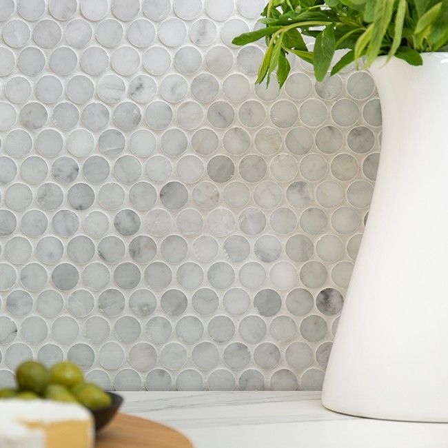 Carrara Penny Round Tiles