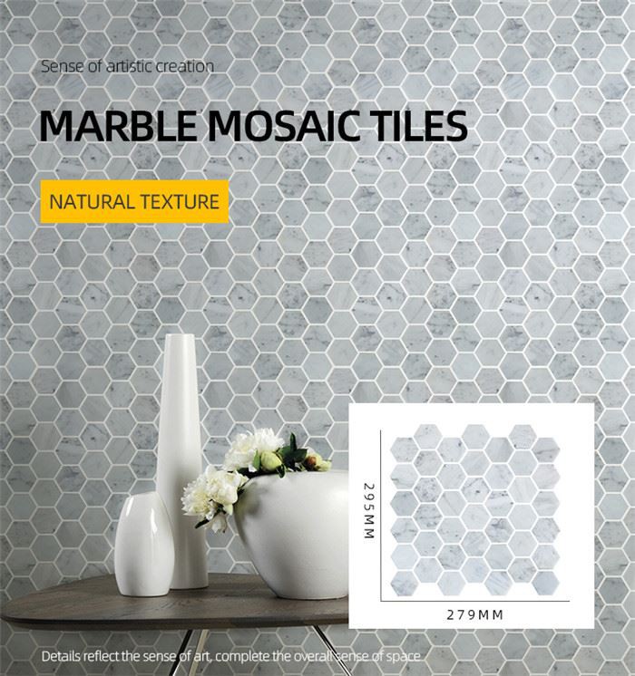 Carrara White Hexagon Mosaic Marble Tile