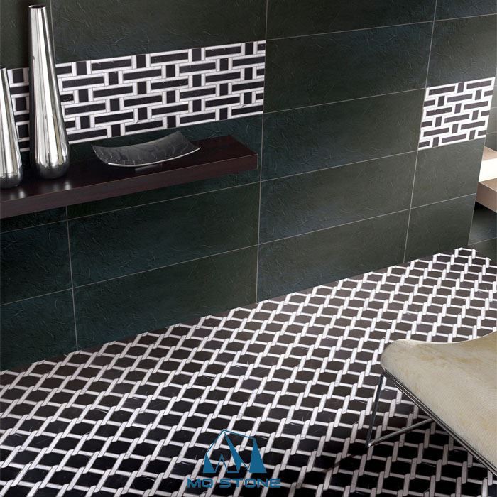 Бела и црна мермерна мозаик плочица