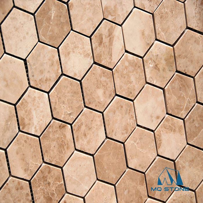 بلاط فسيفساء رخام كابتشينو مسدس