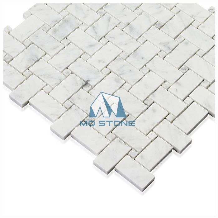 Carrara White Basketweave Marble Mozek