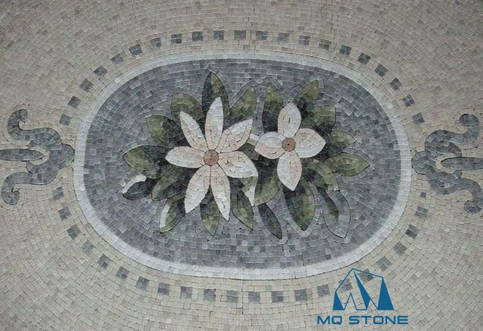 Круглые напольные мозаичные медальоны