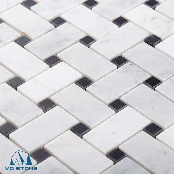 کاشی موزاییک سبد باف مرمر کارارا