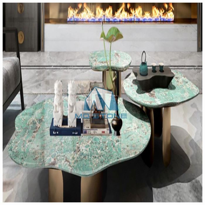 Table d'appoint en quartzite vert Amazonite