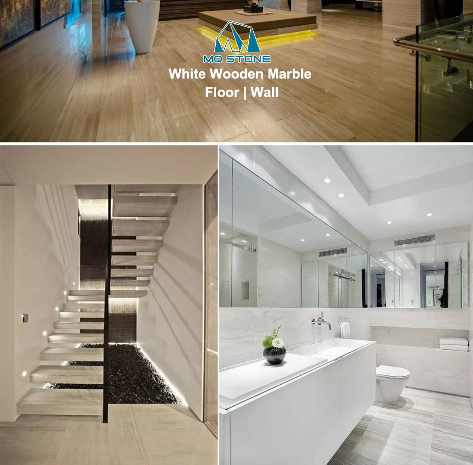 Wooden White Marble Floor Tiles For Shopping Mall Lobby Projects-MQ STONE