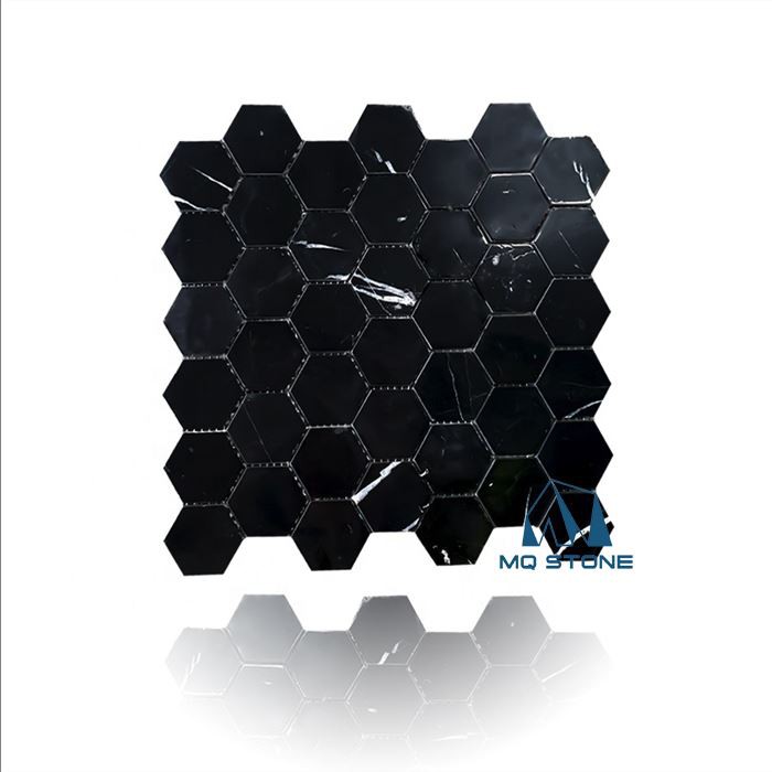 Siyah Beyaz Altıgen Mozaik Karo