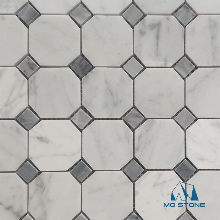 Beyaz Mermer Sekizgen Mozaik Karo