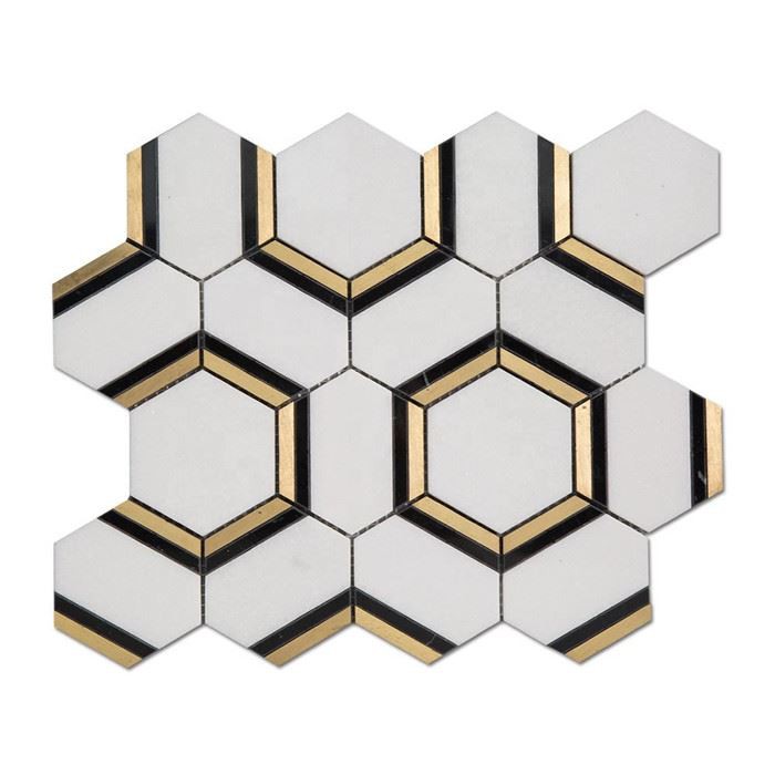 Hexagon Mosaic Marble Floor Tile