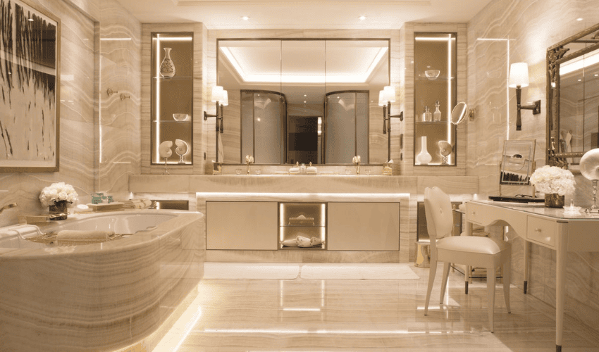 Marble Floors for Hotel Bathroom Suites