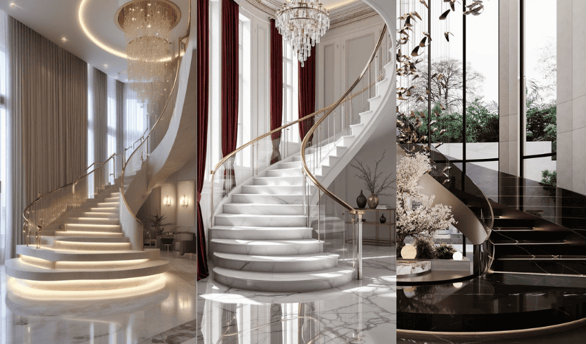 Luxurious marble staircases in different styles