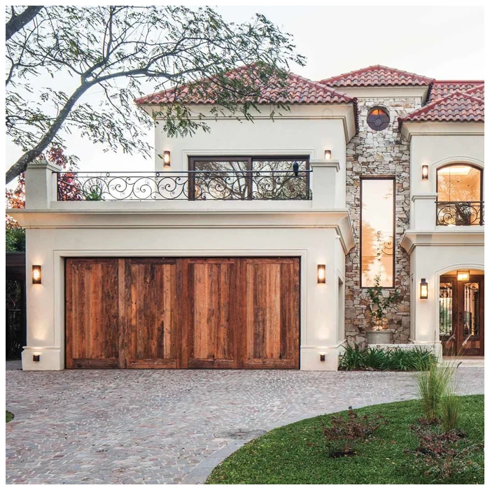 مشاريع كسوة الجدران الخارجية من الحجر الجيري البيج للمنازل الفاخرة.