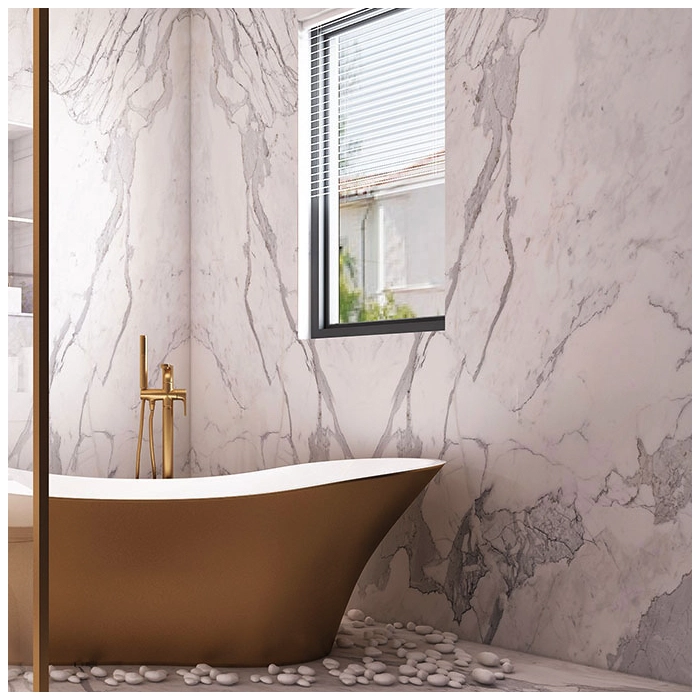 Calacatta Cremo White Marble Luxury Bathroom Deco