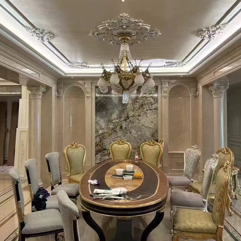 Burdur Beige Marble Dining Room Feature Wall and Columns