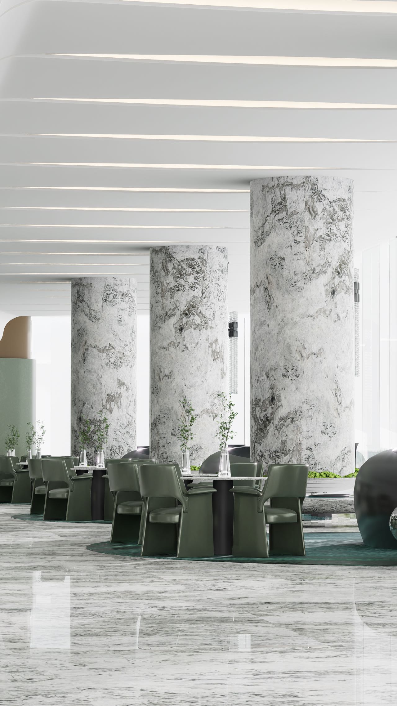 Pumori White Quartzite Restaurant Columns