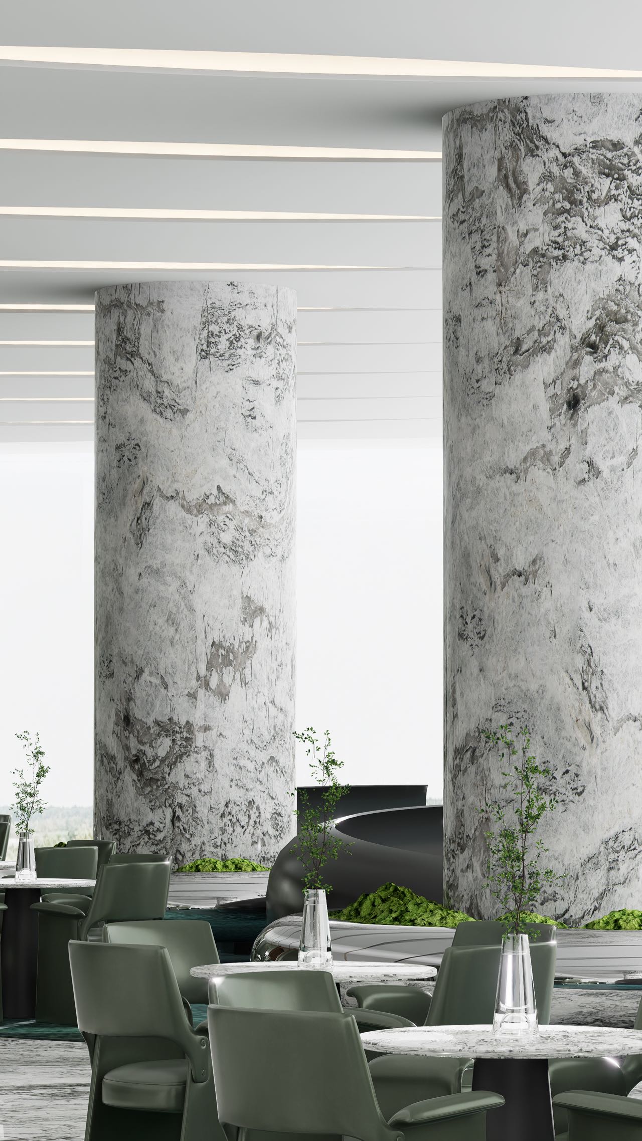 Pumori White Quartzite Lobby Columns
