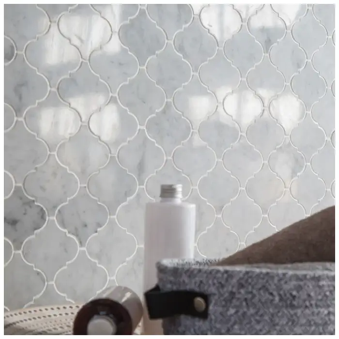 Bianco Carrara White Marble Arabesque Mosaic Bathroom Projects