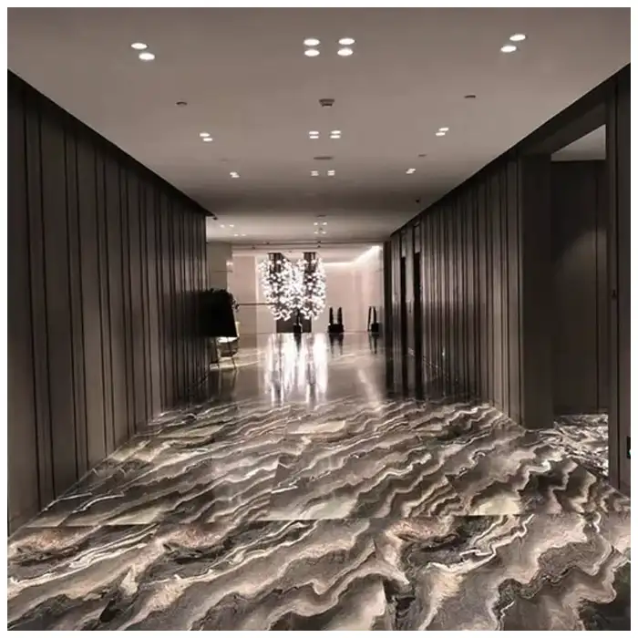 Cipollino Rosso Ondulato Marble Hotel Hallway Projects