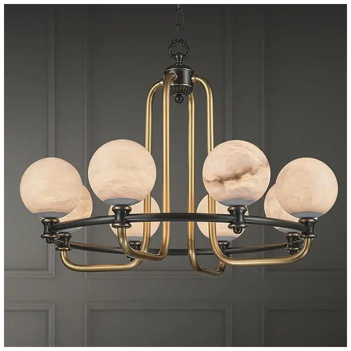 Black-Gold Globe Ceiling Alabaster Lamps