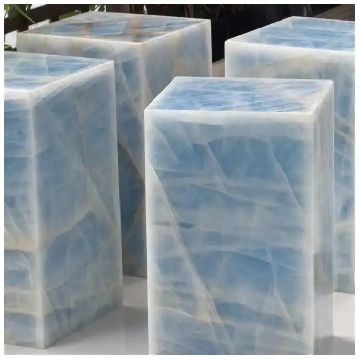 Blue Ice Onyx Marble Side Tables Collection