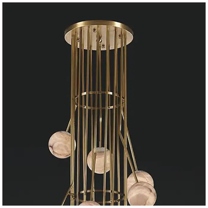 Brass Alabaster Cluster Chandelier