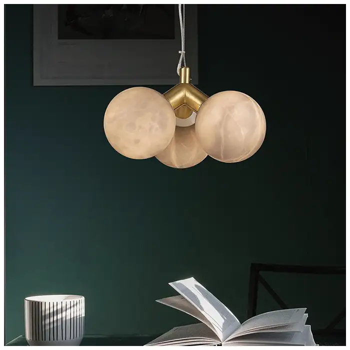 Chrome Alabaster Pendant Chandelier