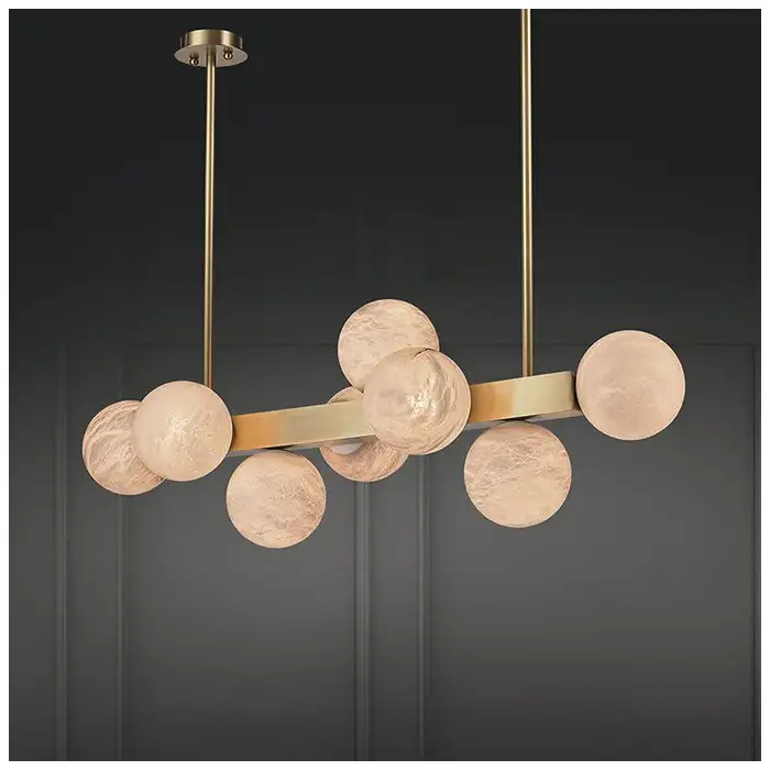 Gold Brass Alabaster Pendant Light