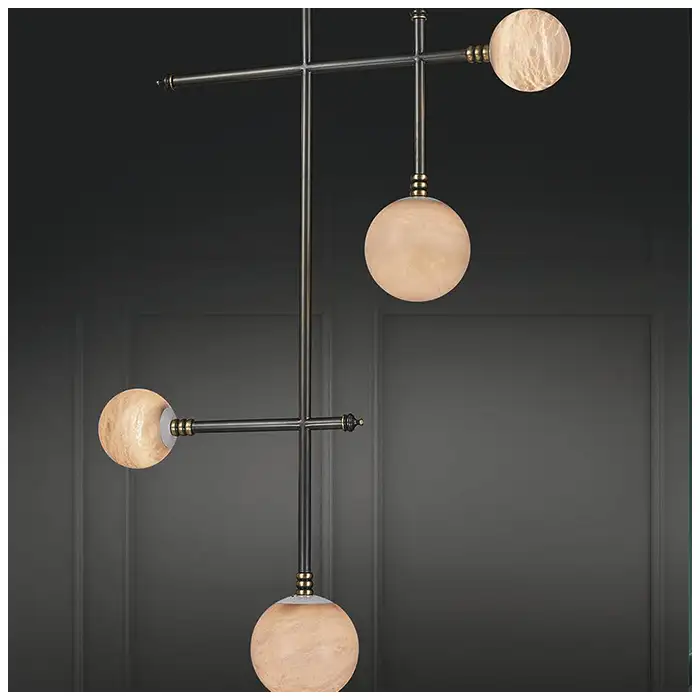 Matte Black Brass Alabaster Lamps