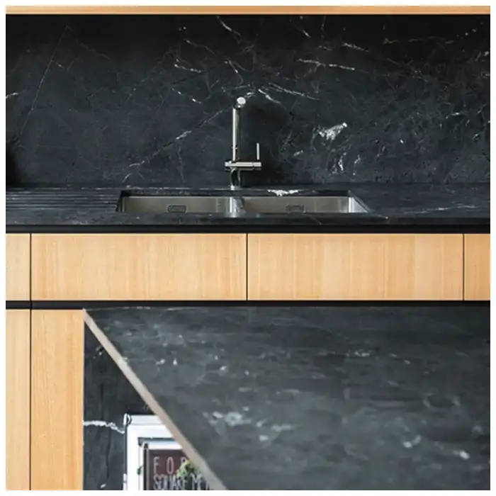 Negresco Leathered Black Quartzite Luxury Villa Kitchen Projects