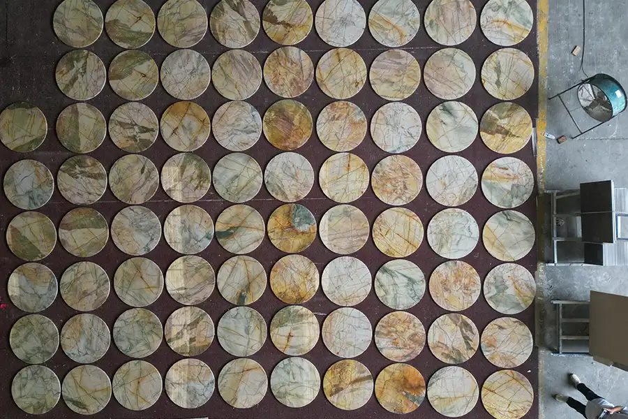 Aqua Vulcan Quartzite Round Tables