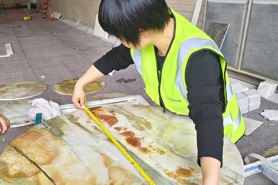 Aqua Vulcan Quartzite Side Tables