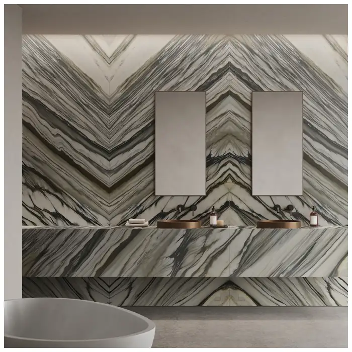 Calacatta Oyster Marble Bookmatched Luxury Bathroom Projects