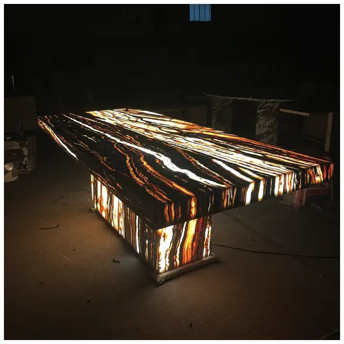 Blacklit Onyx Tiger Marble Tables