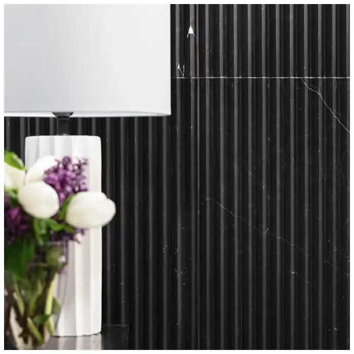 Nero Marquina Marble Fluted Tiles For Luxury Home Wall Projects