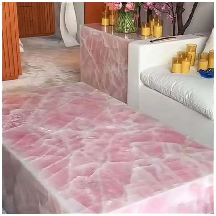 Pink Ice Onyx Plinth Tables For Luxury Home