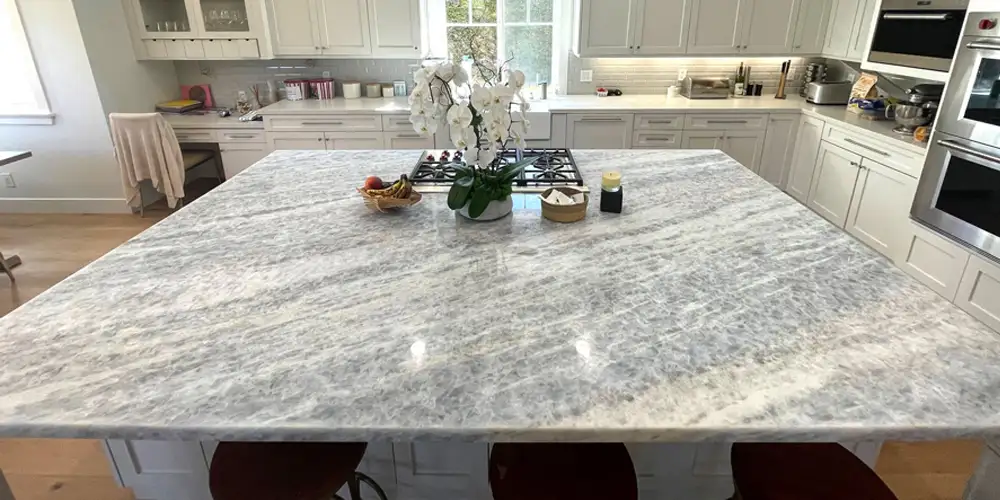 Blue Crystal Marble Luxury Villa Kitchen Countertops