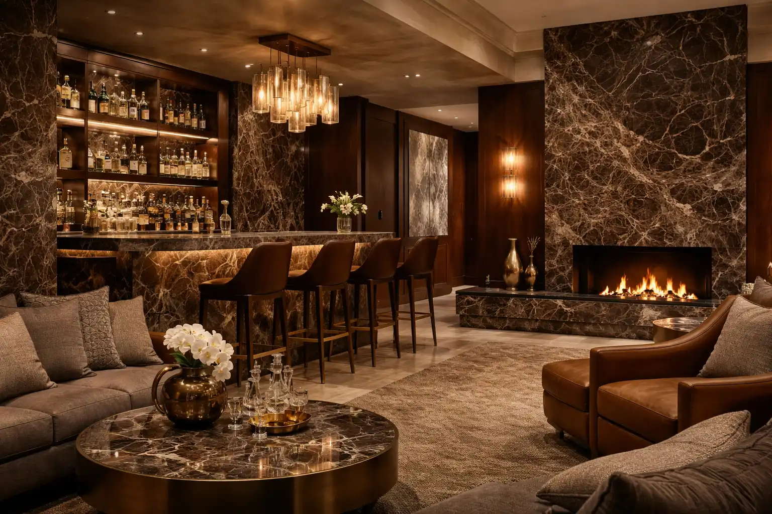 China Dark Marble Slabs for Bar Lounge Areas