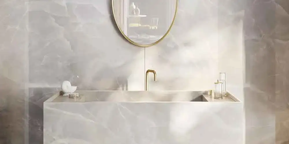 Snow White Onyx Marble Luxury Bathroom Deco