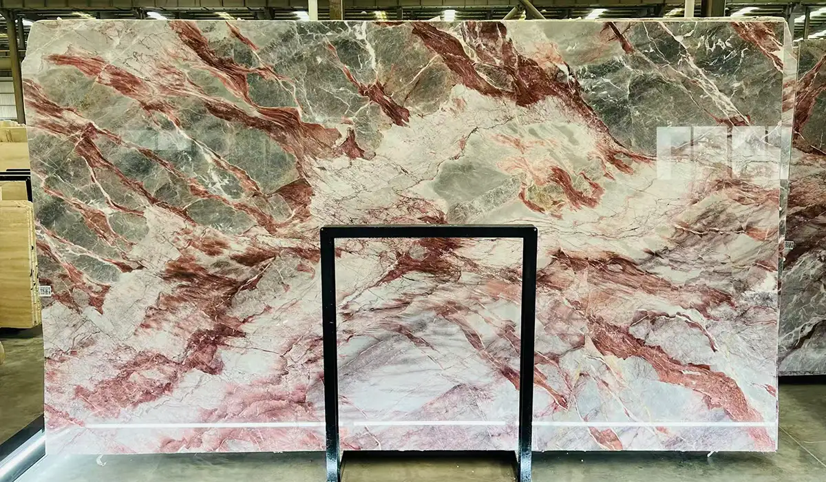 Baroque Blush Marble jumbo slabs for high end residential wall cladding countertops and custom tables