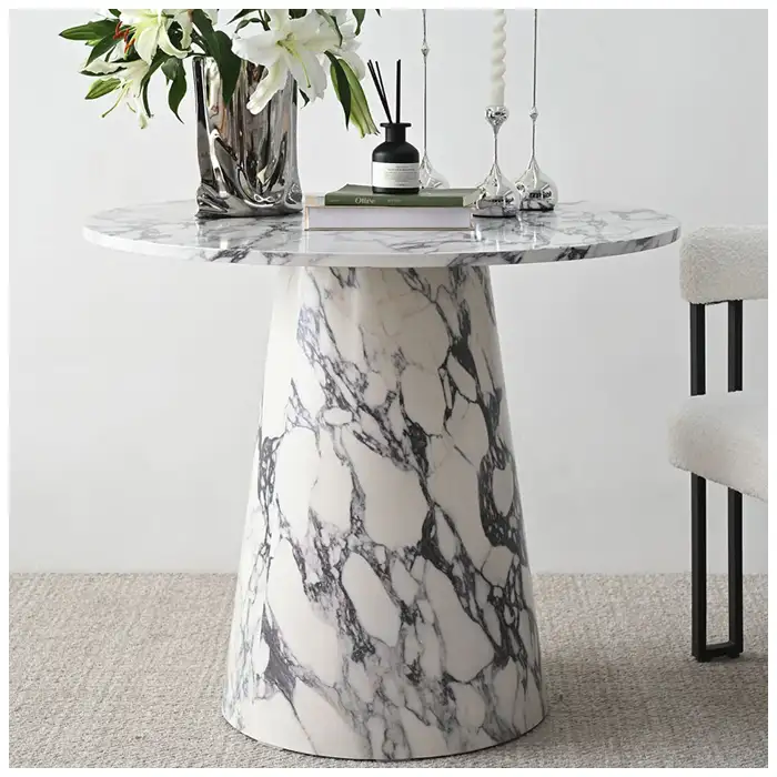 Arabescato-Whit-Marble-Round-Dining-Tables-For-Mansions