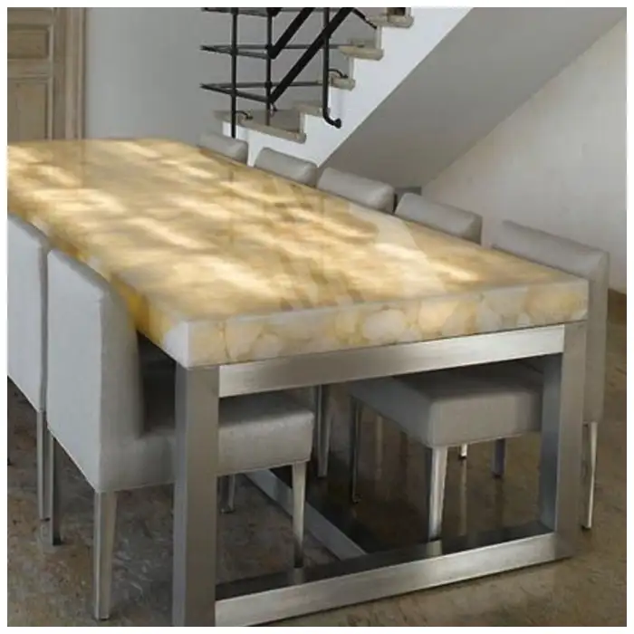 Backlit-Cristallo-White-Quartzite-Dining-Tables-For-Luxury-Houses