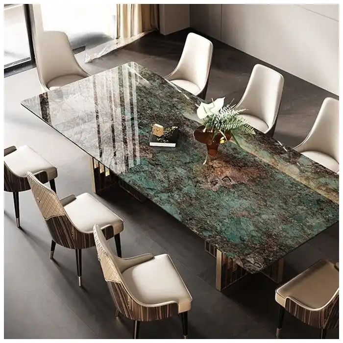 Choosing-a-Stone-Dining-Table-Finish-under-Real-Dining-Light