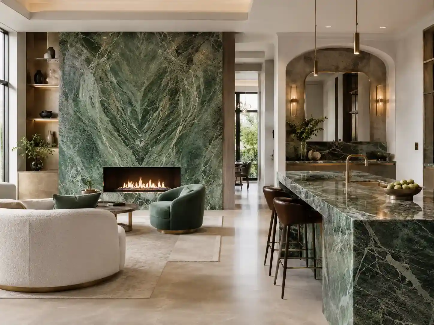 Green Marble Slabs Applications