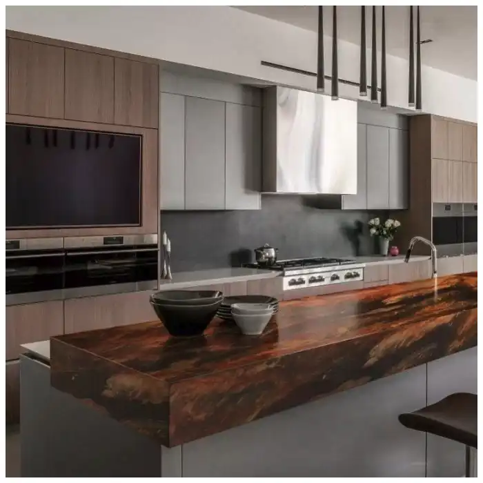 Jacaranda-Quartzite-Honed-Finish-under-Interior-Light