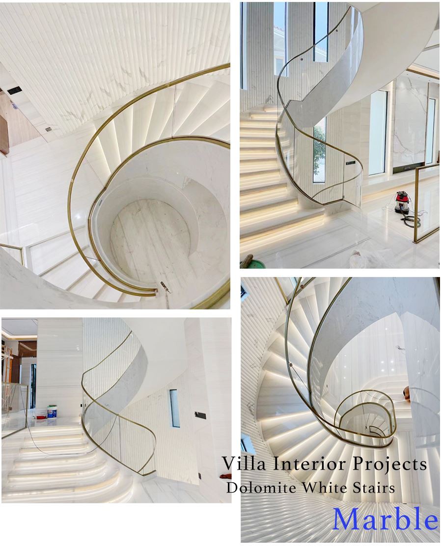 Dolomite White Marble Spiral staircase