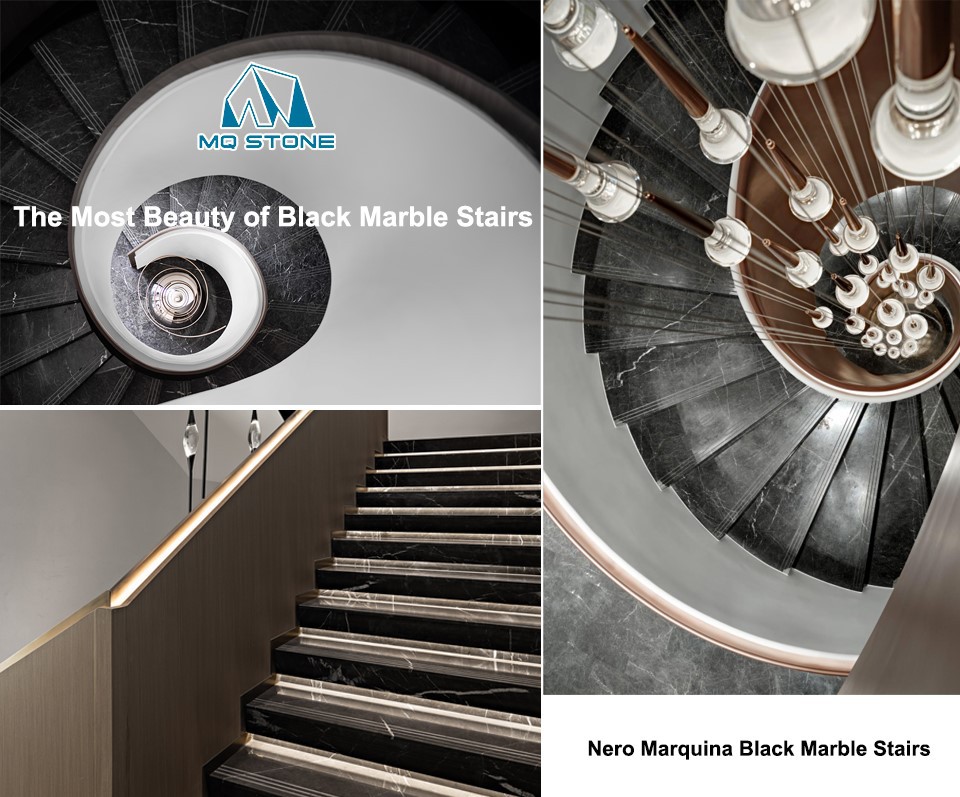 Лестница из черного мрамора Nero Marquina