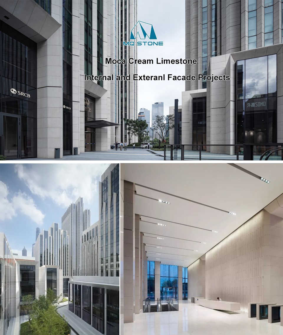 Проекты фасадов зданий из известняка Moca Cream